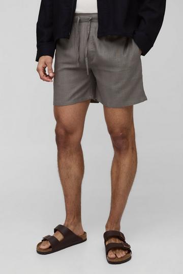 Half & Half Waistband Relaxed Fit Linen Blend Shorts mocha