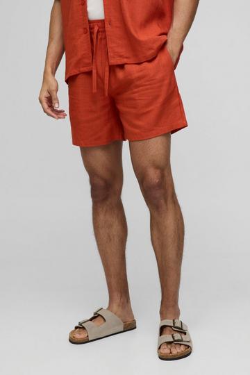 Losse Linnen Shorts Met Tailleband burnt orange