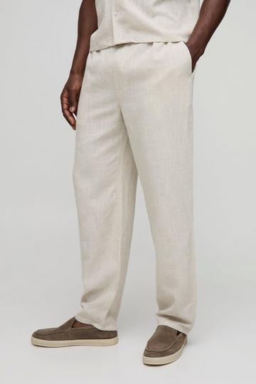 Half & Half Waistband Straight Fit Linen Blend Trousers natural