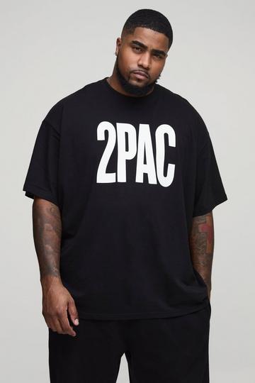 Plus Oversized Tupac License Print T-Shirt black