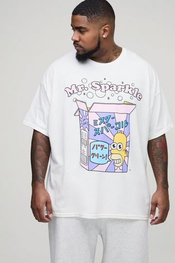 Plus Oversized The Simpsons Anime License Print T-Shirt white