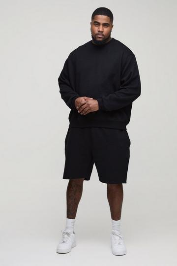 Plus Bobble Jacquard Sweat & Short Set black