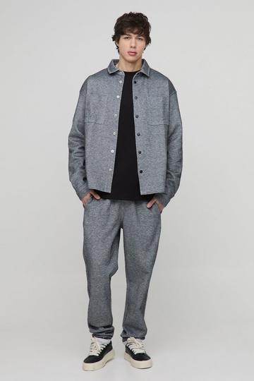 Tall Textured Over Shirt & Tapered Trouser Set grey