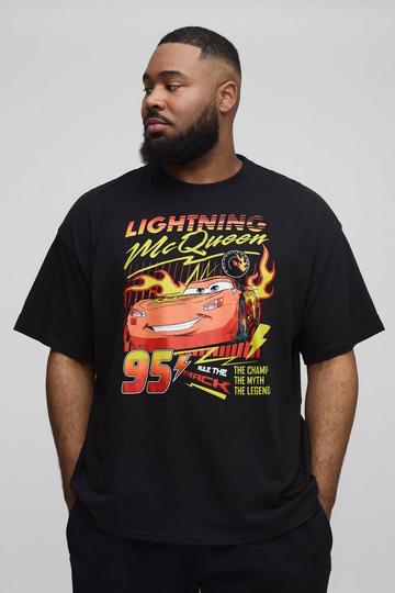 Plus Oversized Pixar Cars Lightning License T-shirt black