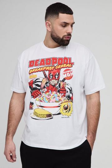 Plus Oversized Deadpool Cereal License Print T-shirt white