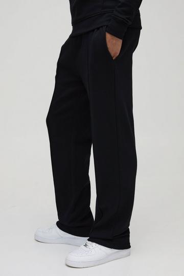 Relaxed Fit Pintuck Split Hem Interlock Jogger black