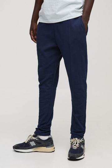 Toelopende Interlock Sim Fit Joggingbroek Met Biezen navy