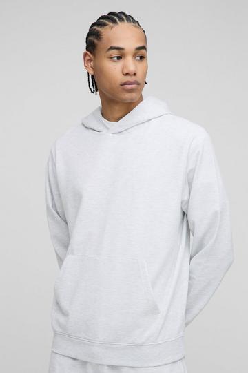 Regular Fit Basic Lightweight Over The Head Hoodie grey marl