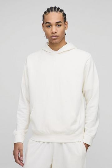 Ecru White Regular Fit Basic Lightweight Over The Head Hoodie