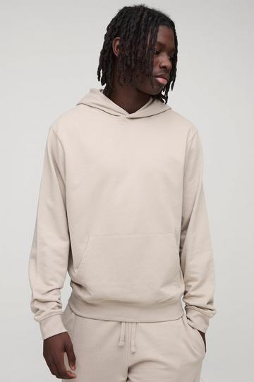 Regular Fit Basic Lightweight Over The Head Hoodie stone