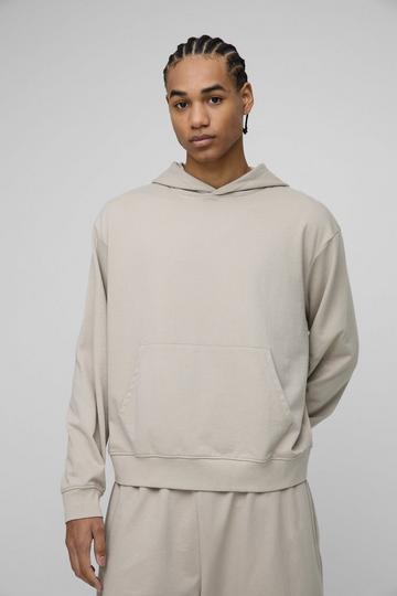 Oversized Basic Lightweight Boxy Hoodie stone