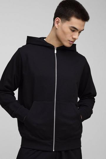 Basic Lightweight Zip Through Hoodie black