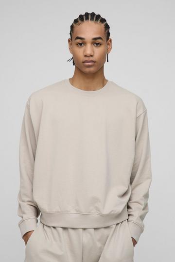 Oversized Basic Lightweight Boxy Sweatshirt stone