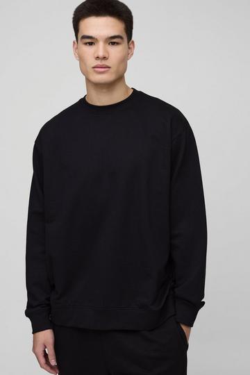 Oversized Basic Lightweight Crew Neck Sweatshirt black