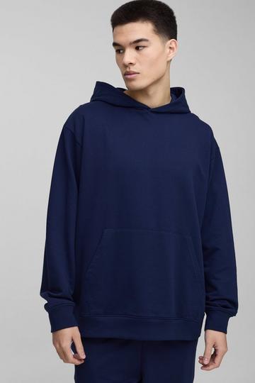 Oversized Basic Lightweight Over The Head Hoodie navy