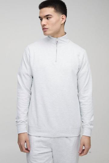 Slim Fit Basic Lightweight Funnel Neck Sweatshirt grey marl