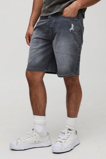 Relaxed Washed Grey Denim Shorts mid grey
