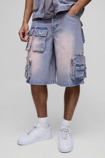 Gebleekte Roze Regular Fit Cargo Denim Joggingbroek light pink