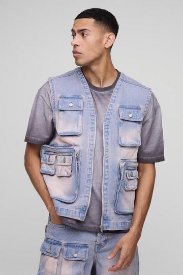 Débardeur oversize utilitaire en jean délavé light pink
