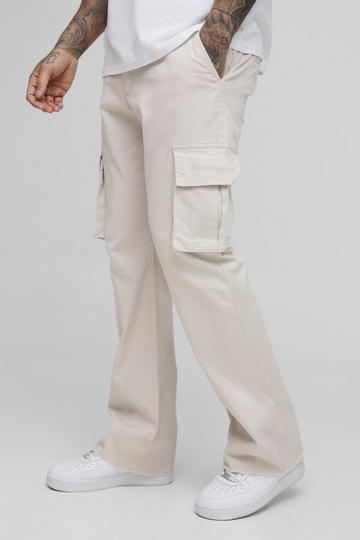 Stone Beige Tall Fixed Waist Cargo Flared Trousers
