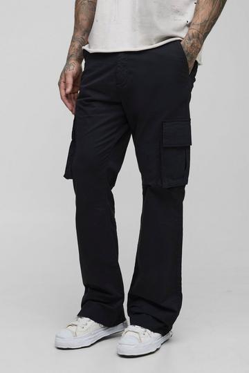 Tall Fixed Waist Cargo Flared Trousers black