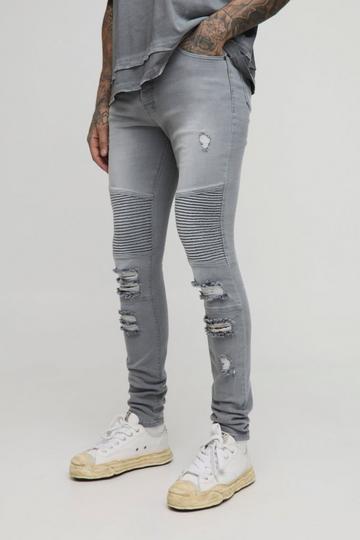 Tall Super Skinny Distressed Biker Jeans mid grey