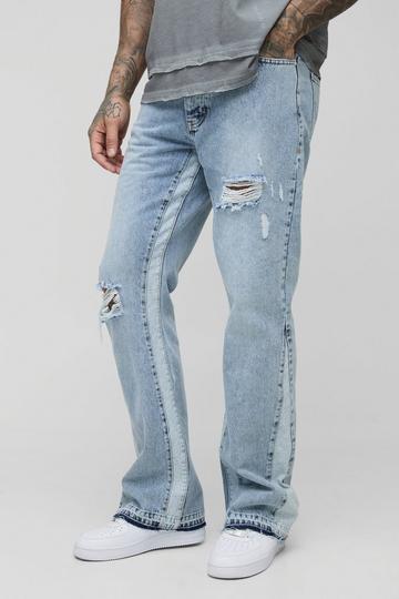 Tall Versleten Flared Slim Fit Jeans Met Paneel En Paneel light wash