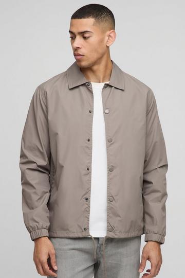 Regular Fit Collared Coach Jacket taupe