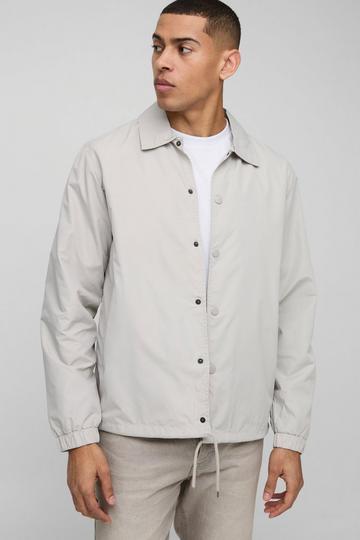 Regular Fit Collared Coach Jacket stone