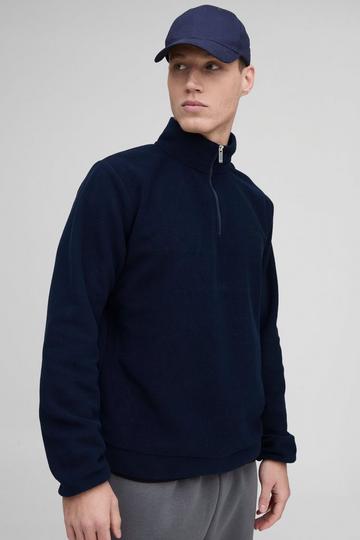 Embroidered Polar Fleece Zip Through Track Jacket navy