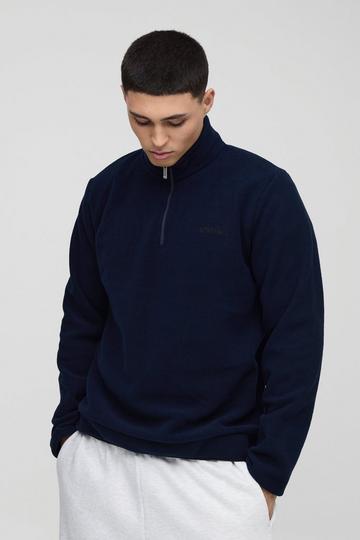 Embroidered Polar Fleece Quarter Zip Sweatshirt navy