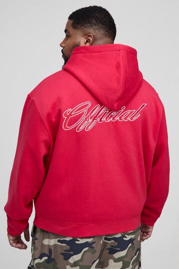 Red Plus Official Boxy Fit Zip Through Hoodie