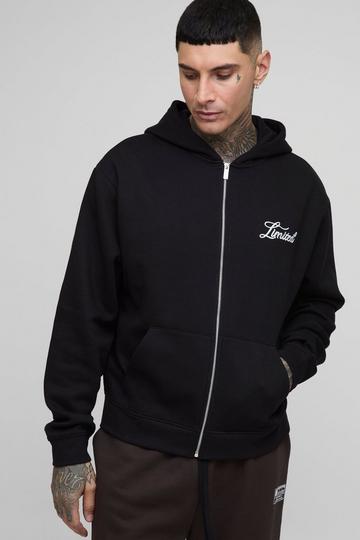 Tall Limited Boxy Fit Zip Through Hoodie black
