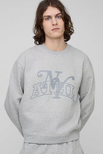 Tall Tonal Varsity Oversized Boxy Sweat grey marl