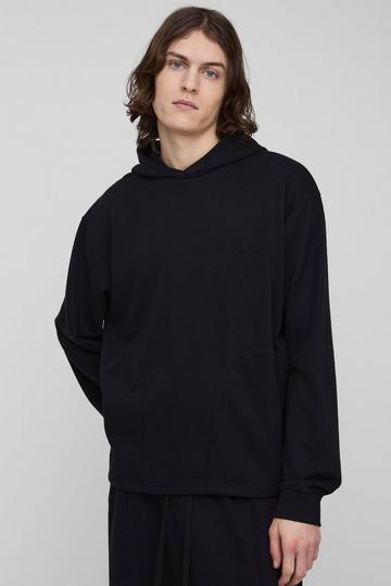 Tall Tonal Embroidered Welt Pocked Hoodie black