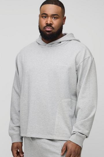 Plus Tonal Embroidered Welt Pocked Hoodie grey marl