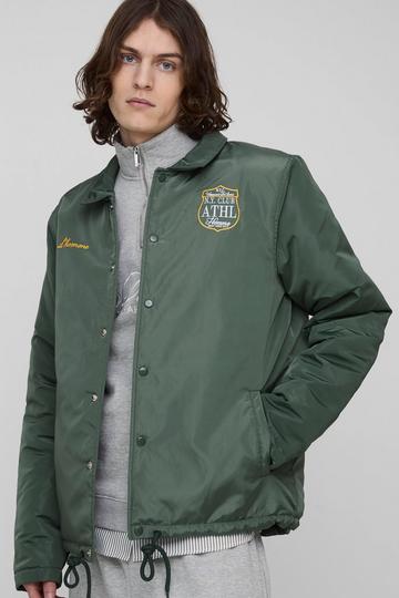 Tall Gewatteerde Nylon Varsity Coach Jacket green