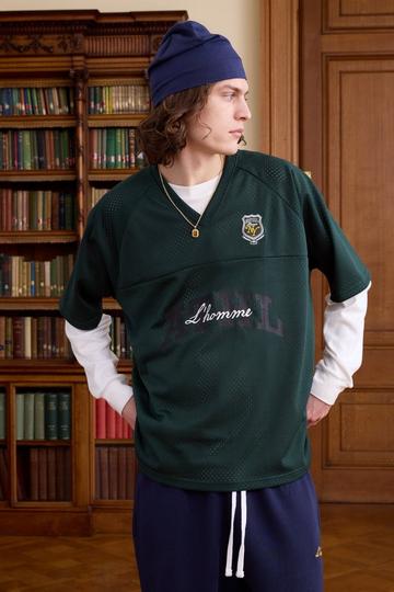 Tall Oversized Baseball Overhemd Met V-Hals green