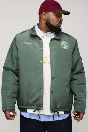 Plus Gewatteerde Nylon Varsity Coach Jacket green