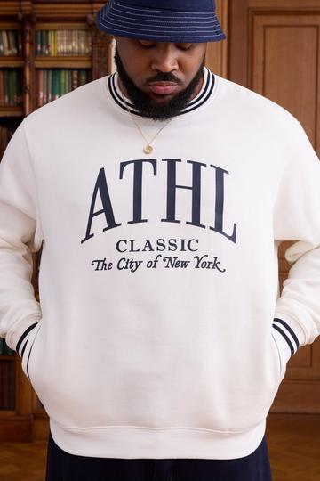 Plus Regular Fit Athleisure Printed Welt Pocket Sweat ecru