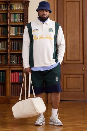 Plus Mesh Varsity Shorts Met Laag Kruis green