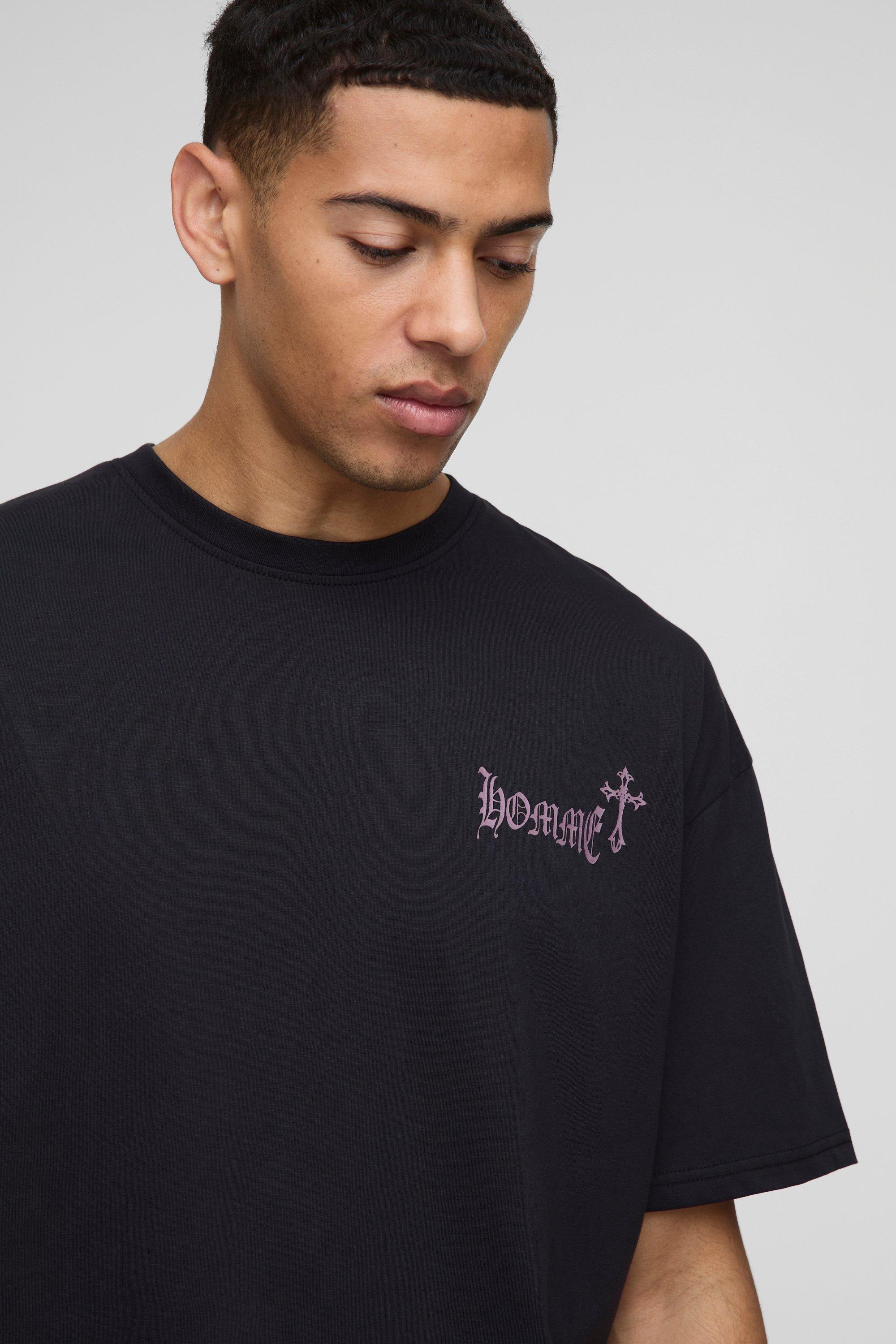 boohoo OVERSIZED HOMME Tシャツ & ショート セット Oversized Homme Cross T-Shirt & Short Set | boohoo USA