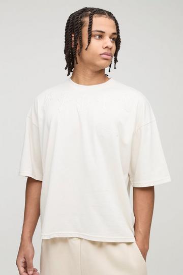 Oversized Boxy Cross Applique T-Shirt ecru