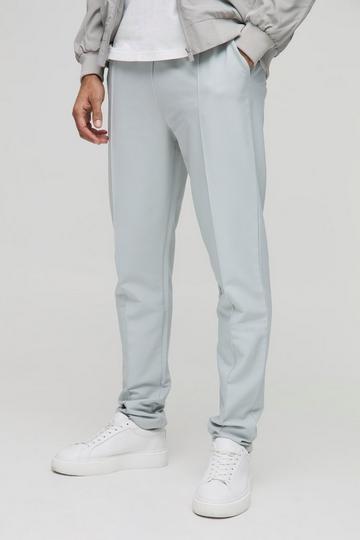 Korte Tech Stretch Slim Fit Broek Met Elastische Taille En Biezen light grey