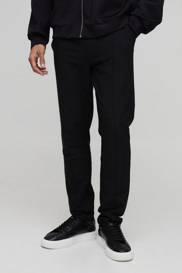 Korte Tech Stretch Slim Fit Broek Met Elastische Taille En Biezen black