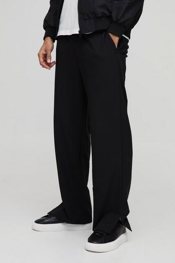 Elasticated Waist Relaxed Fit Technical Stretch Trousers black