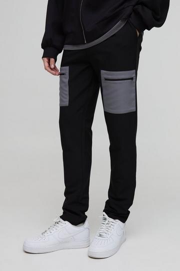 Stretch Slim Fit Tech Cargo Broek Met Elastische Taille black