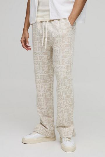 Regular Fit Jacquard Aztec Split Hem Jogger neutral