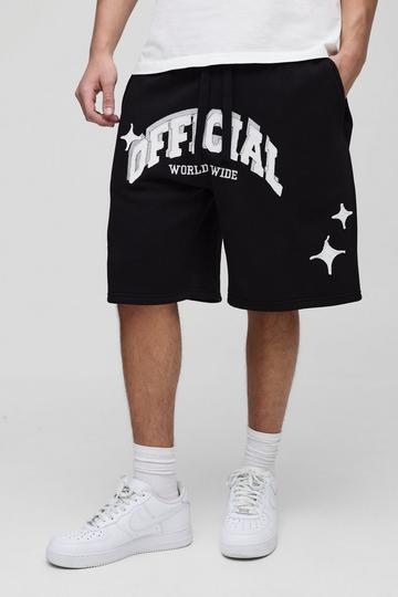 Oversized Official Applique Jersey Shorts black