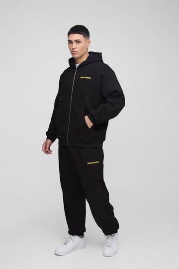 Oversized Homme Zip Through Hooded Tracksuit black